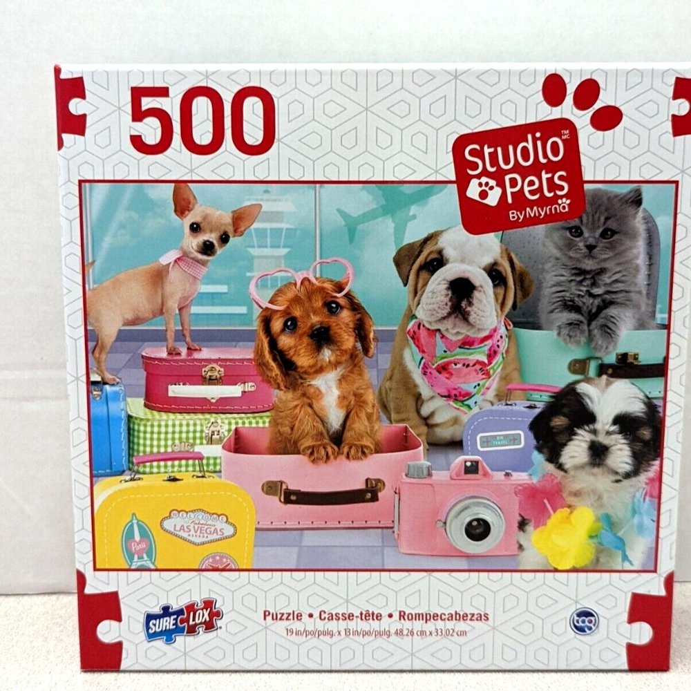 Studio Pets By Myrna Puppies And Kitten  500 Piece Puzzle New Sealed